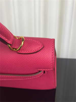 Kelly Sellier Bag Epsom Leather 25/28CM Gold/Silver Hardware In Fuchsia Color HS