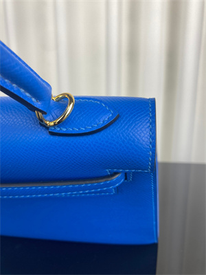 Kelly Sellier Bag Epsom Leather 25/28CM Gold/Silver Hardware In Bleu Hydra Color HS