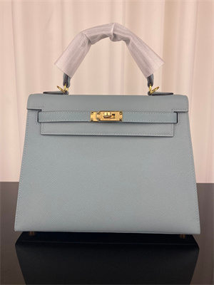 Kelly Sellier Bag Epsom Leather 25/28CM Gold/Silver Hardware In Azure Blue Color HS