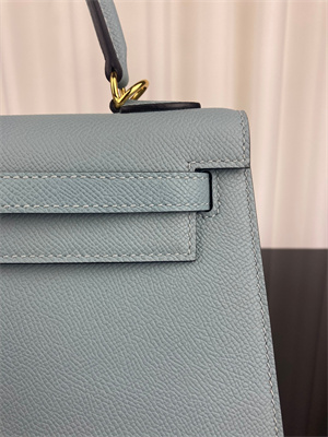 Kelly Sellier Bag Epsom Leather 25/28CM Gold/Silver Hardware In Azure Blue Color HS