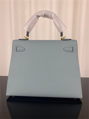 Kelly Sellier Bag Epsom Leather 25/28CM Gold/Silver Hardware In Azure Blue Color HS
