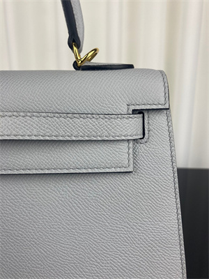 Kelly Sellier Bag Epsom Leather 25/28CM Gold/Silver Hardware In Blue Brume Color HS