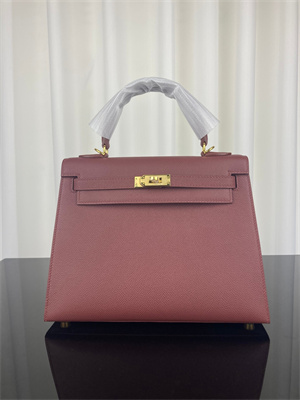 Kelly Sellier Bag Epsom Leather 25/28CM Gold/Silver Hardware In Burgundy Color HS