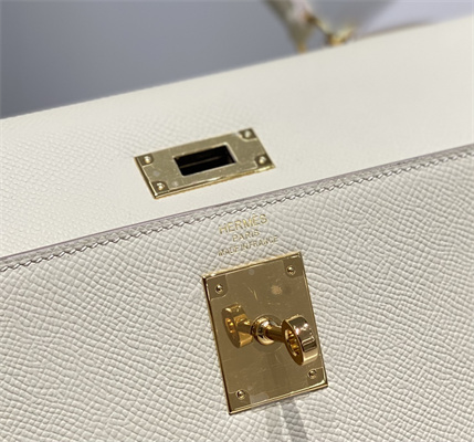 Kelly Sellier Bag Epsom Leather 25/28CM Gold/Silver Hardware In Craie Color