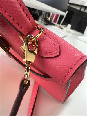 Kelly Mini II Bag Epsom Leather Gold/Silver Hardware In Rose Lipsur HS