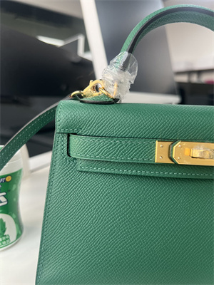 Kelly Mini II Bag Epsom Leather Gold/Silver Hardware In Malachite Color HS