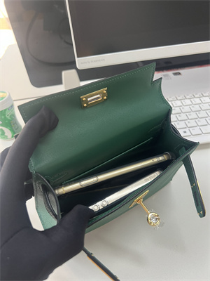 Kelly Mini II Bag Epsom Leather Gold/Silver Hardware In Malachite Color HS