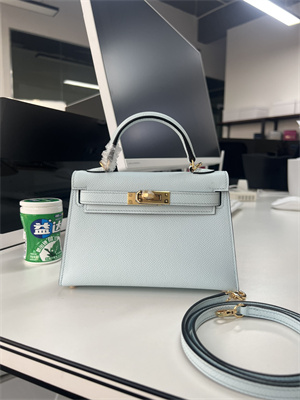 Kelly Mini II Bag Epsom Leather Gold/Silver Hardware In Blue Brume Color HS