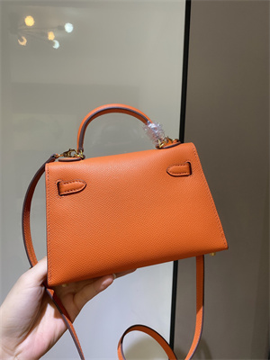 Kelly Mini II Bag Epsom Leather Gold/Silver hardware In Orange Color