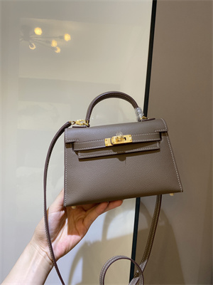 Kelly Mini II Bag Epsom Leather Gold/Silver hardware In Etoupe Color