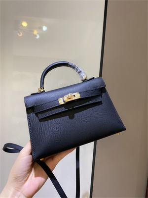 Kelly Mini II Bag Epsom Leather Gold/Silver hardware In Black Color