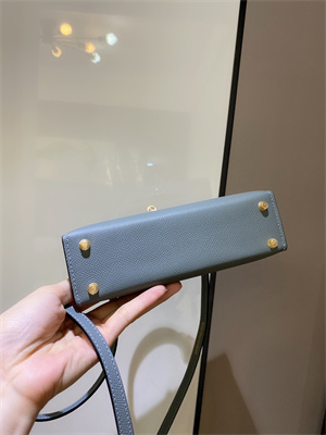 Kelly Mini II Bag Epsom Leather Gold/Silver hardware In Blue  Lin Color
