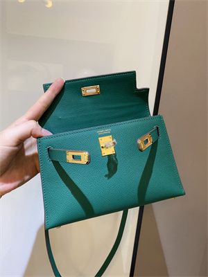 Kelly Mini II Bag Epsom Leather Gold/Silver hardware In Malachite Color