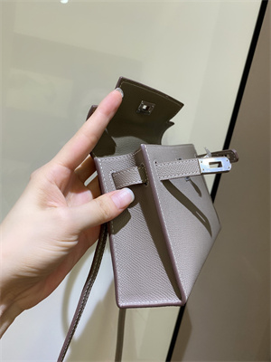 Kelly Mini II Bag Epsom Leather Gold/Silver hardware In Gris Asphalte Color