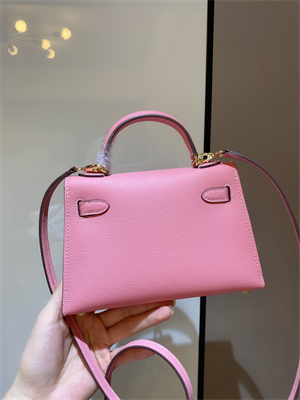 Kelly Mini II Bag Epsom Leather Gold/Silver hardware In Pink Color