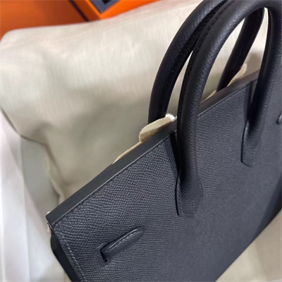 Bir.kin Sellier Bag Epsom Leather 25/30/35CM Silver Hardware In Black Color