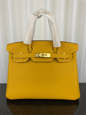 Bir.kin Bag TOGO Leather 25/30/35CM Gold/Silver Hardware In Jaune Amber Color HS