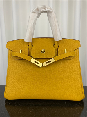 Bir.kin Bag TOGO Leather 25/30/35CM Gold/Silver Hardware In Jaune Amber Color HS