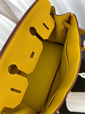 Bir.kin Bag TOGO Leather 25/30/35CM Gold/Silver Hardware In Jaune Amber Color HS