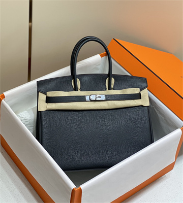 Bir.kin Bag Calfskin Leather 25/30/35CM Gold/Silver Hardware In Black Color
