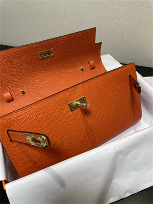 Kelly Classique To Go wallet Epsom Leather Gold Tone Metal In Orange Color HS