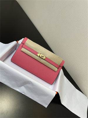 Kelly Classique To Go wallet Epsom Leather Gold Tone Metal In Rose Lipsur Color HS