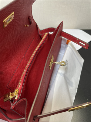 Kelly Classique To Go wallet Epsom Leather Gold Tone Metal In Red Color HS