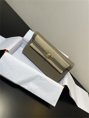 Kelly Classique To Go wallet Epsom Leather Gold Tone Metal In Etoupe Color  HS