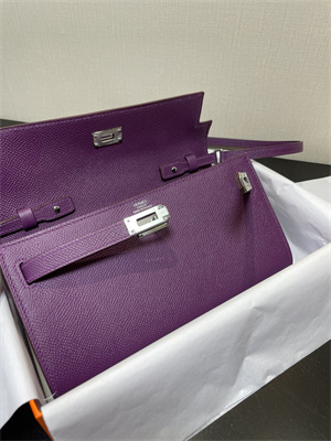 Kelly Classique To Go wallet Epsom Leather Silver Tone Metal In Anemone Color HS