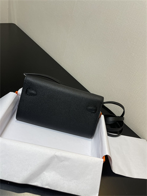 Kelly Classique To Go wallet Epsom Leather Silver Tone Metal In Black Color HS