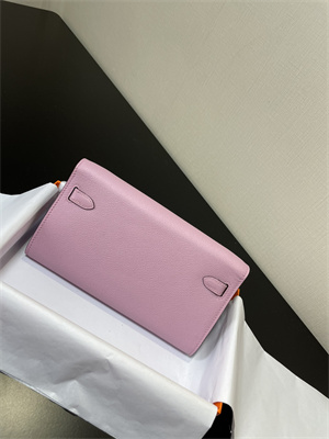 Kelly Classique To Go wallet Epsom Leather Gold Tone Metal In Mauve Sylvestre Color HS