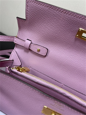 Kelly Classique To Go wallet Epsom Leather Gold Tone Metal In Mauve Sylvestre Color HS