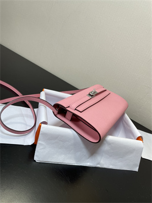 Kelly Classique To Go wallet Epsom Leather Silver Tone Metal In Rose Confetti Color HS