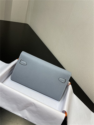 Kelly Classique To Go wallet Epsom Leather Gold Tone Metal In Blue Lin Color HS