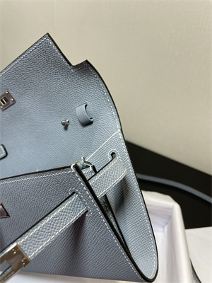 Kelly Classique To Go wallet Epsom Leather Silver Tone Metal In Blue Lin Color HS