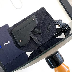 Di.or Saddle Pouch Black Oblique Jacquard and Grained Calfskin