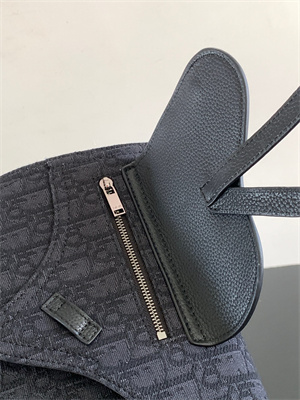 Di.or Saddle Pouch Black Oblique Jacquard and Grained Calfskin