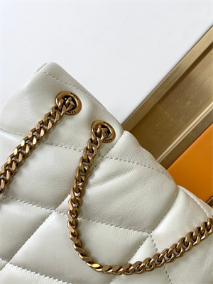 Y.S.L TOY PUFFER In Nappa Lambskin Gold Tone Metal White Color