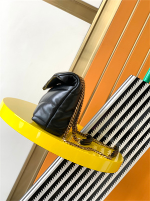 Y.S.L TOY PUFFER In Nappa Lambskin Gold Tone Metal Black Color