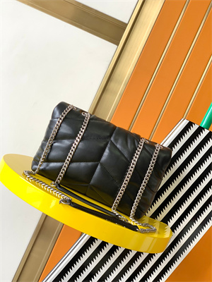 Y.S.L TOY PUFFER In Nappa Lambskin Silver Tone Metal Black Color