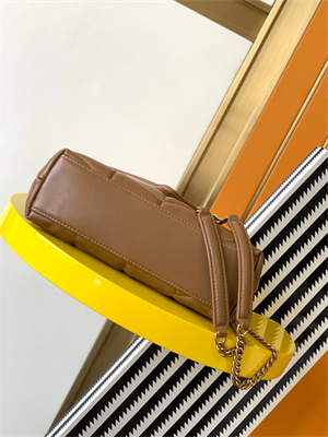 Y.S.L TOY PUFFER In Nappa Lambskin Gold Tone Metal Caramel Color