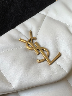 Y.S.L PUFFER MEDIUM In Nappa Lambskin Gold Tone Metal White Color