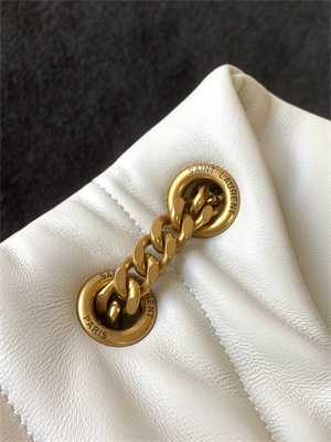 Y.S.L PUFFER MEDIUM In Nappa Lambskin Gold Tone Metal White Color