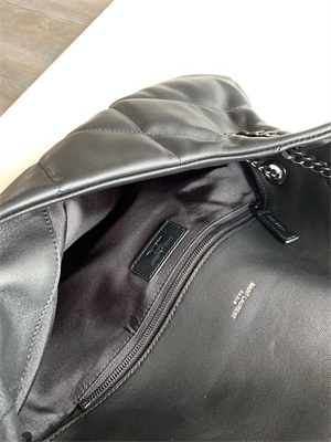 Y.S.L PUFFER MEDIUM In Nappa Lambskin Black Tone Metal Black Color