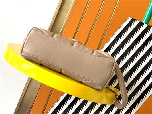 Y.S.L PUFFER MEDIUM In Nappa Lambskin Gold Tone Metal Beige Color