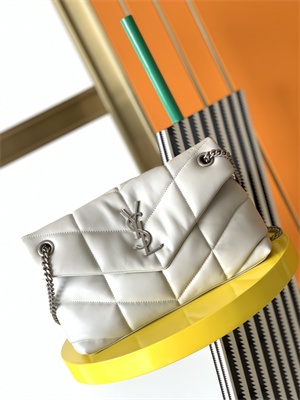 Y.S.L PUFFER SMALL  In Nappa Lambskin Silver Tone Metal White Color