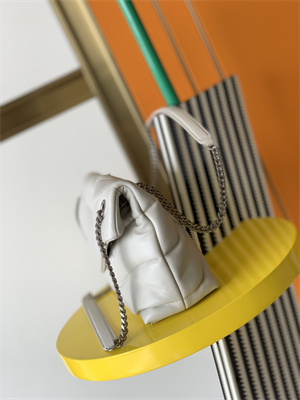 Y.S.L PUFFER SMALL  In Nappa Lambskin Silver Tone Metal White Color