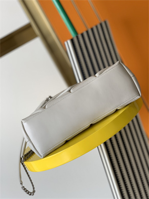 Y.S.L PUFFER SMALL  In Nappa Lambskin Silver Tone Metal White Color