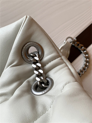 Y.S.L PUFFER SMALL  In Nappa Lambskin Silver Tone Metal White Color