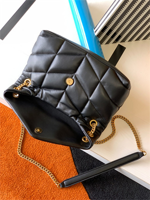 Y.S.L PUFFER SMALL  In Nappa Lambskin Gold Tone Metal Black Color